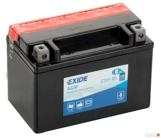 EXIDE ETX9-BS YTX9-BS 12V 8Ah 120A L+