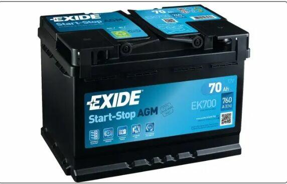 Akumulator EXIDE AGM START&STOP EK700 70Ah 760A EN