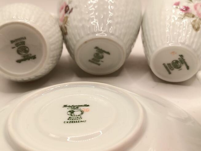 Komplet porlecany Exzellenz filiżanka, mlecznik , cukiernica