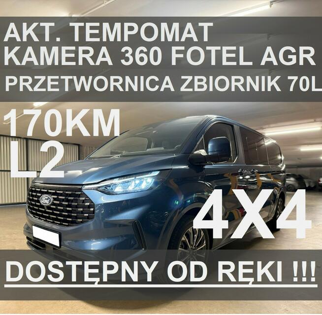 Ford Tourneo Custom L2  Titanium 4x4 170KM Kamera 360 AGR  Felgi 19"  Odręki 3210zł