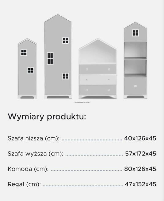 Meble dzieciece biale szare domki miasto lozko lampa tipi