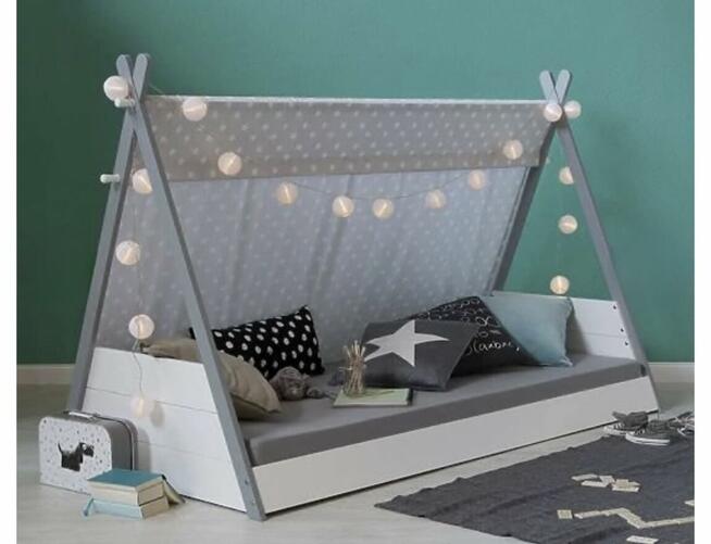 Meble dzieciece biale szare domki miasto lozko lampa tipi