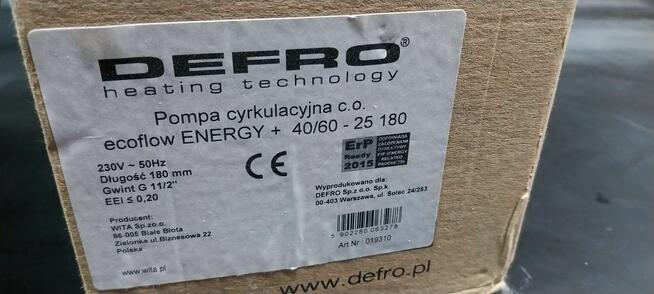 Pompka cyrkulacyjna DEFRO ecoflow energy + CO pieca sprawna