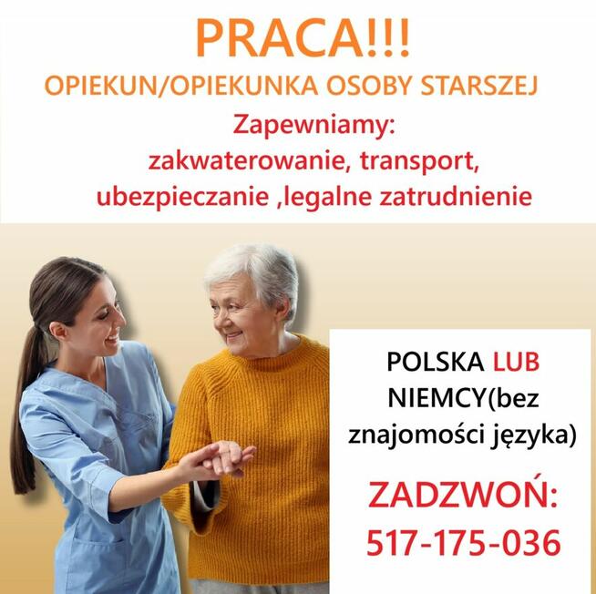 PRACA- opiekun/ka seniora z zamieszkaniem, POLSKA-NIEMCY