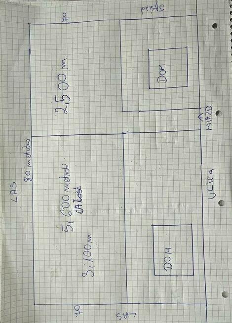 Działka budowlana szeroka długa pod lasem 2500. Lub 5600m