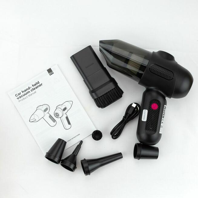 Odkurzacz ręczny samochodowy USB, nowy komplet z końcówkami
