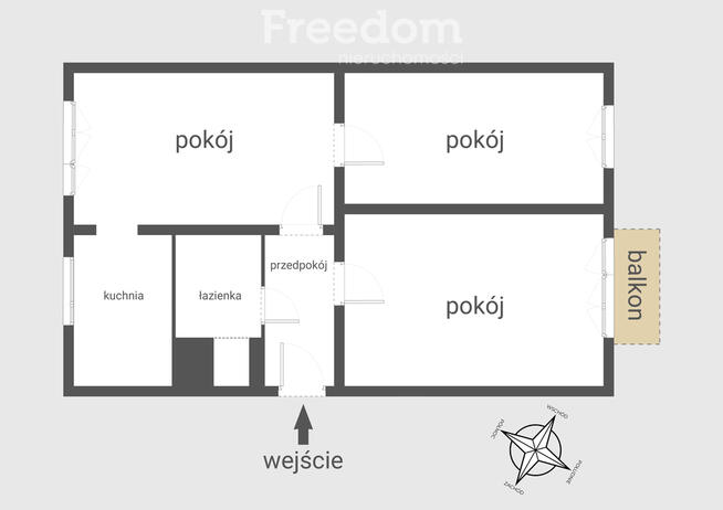 3 pokoje na I piętrze * Cegła * ul.WIERZBOWA