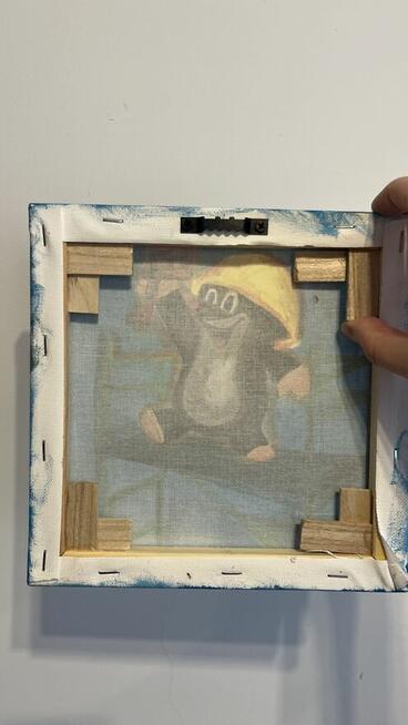 Kret budowlaniec – obraz olejny, idealny prezent, 20x20 cm