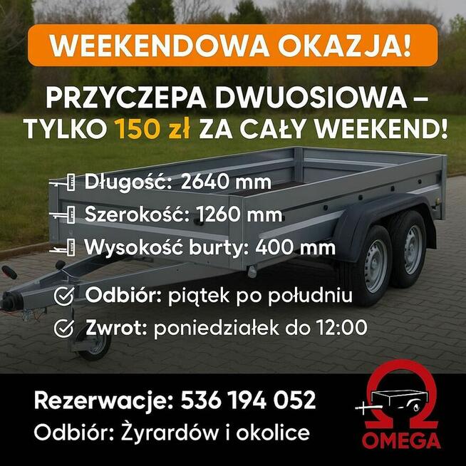 Przyczepka 2-osiowa wynajem | plandeka | DMC 750 kg | kat. B