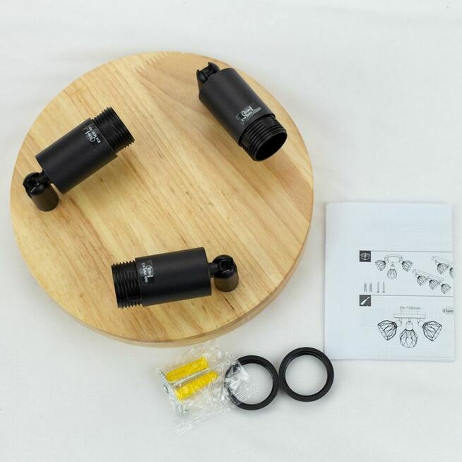Lampa sufitowa 3 x e14 drewno stal