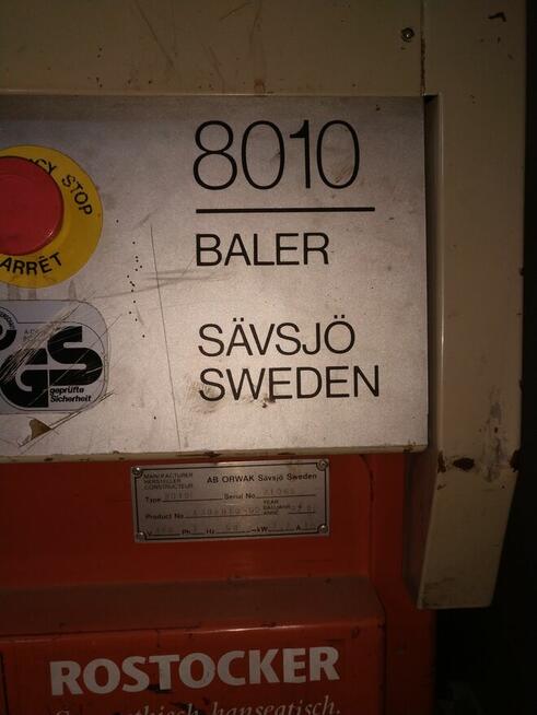 Belownica prasa do makulatury foli Orwak 8010