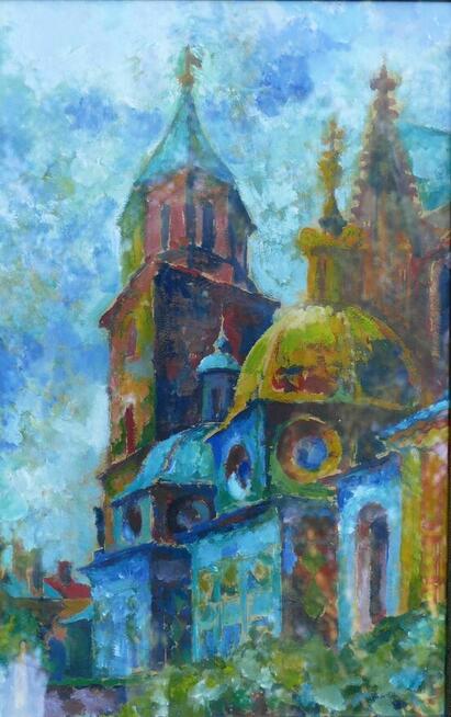 Akwarela obraz Jana Kulikowskiego KOŚCIÓŁ