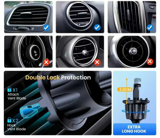 Uchwyt Samochodowy na Telefon Kratka Nawiewu 360 One Touch