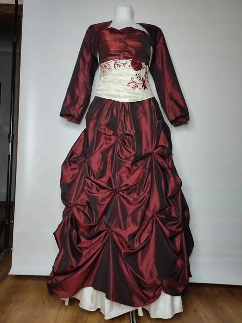 Suknia balowa wieczorowa 3 częściowa czerwona biała