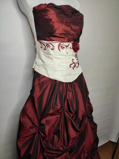 Suknia balowa wieczorowa 3 częściowa czerwona biała