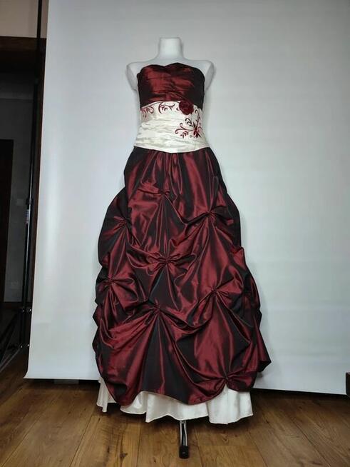 Suknia balowa wieczorowa 3 częściowa czerwona biała