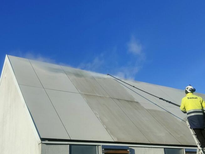 Mycie elewacji i dachów | Wynajem podnośnika koszowego | Tró