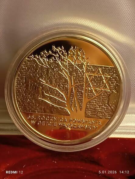 Moneta 20 zł 65 rocznica powstania w Getcie Warszawskim 2008