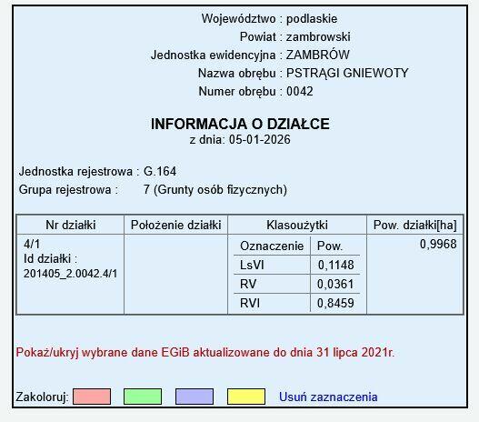 Działka rolna z lasem ok. 1ha.
