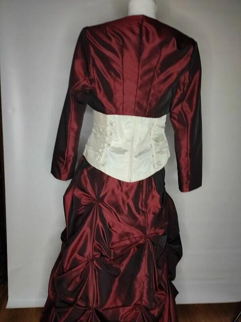 Suknia balowa wieczorowa 3 częściowa czerwona biała