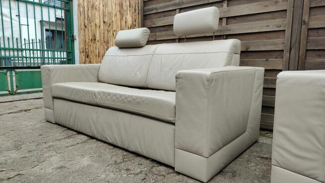 Komplet skórzany Meblomak kanapa z funkcją spania + fotel