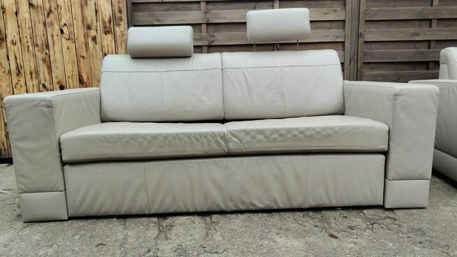 Komplet skórzany Meblomak kanapa z funkcją spania + fotel