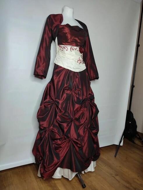 Suknia balowa wieczorowa 3 częściowa czerwona biała