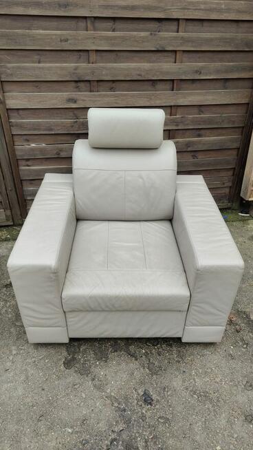 Komplet skórzany Meblomak kanapa z funkcją spania + fotel