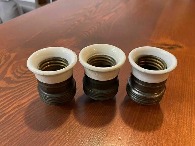 Stare oprawki stalowe z porcelanką E27