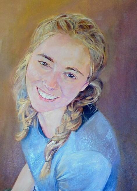 Portret na podstawie zdjęcia, obraz olejny.