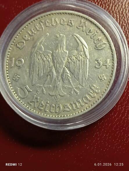 Niemcy III Rzesza - 5 Marek 1934- D - Kościół Garnizonowy