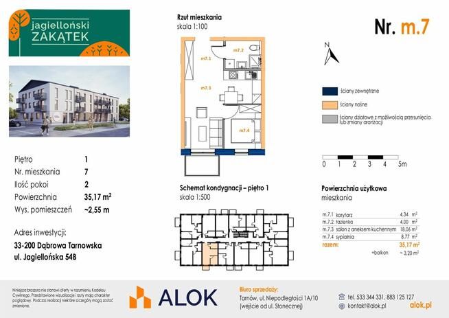 Nowe mieszkanie 2-pokojowe – 35,17 m², Dąbrowa Tarnowska