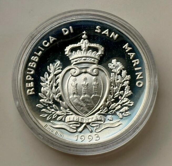 San Marino 500 lirów, 1993 - SILVER - tchórz zwyczajny .