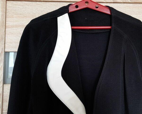 Marynarka żakiet czarny, jednostronna biała klapa, jak nowy