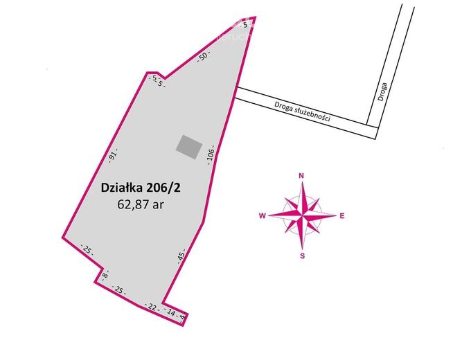 Działka 62,87 ar z zabudowaniami przy lesie