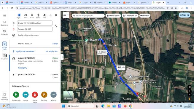 Działka budowlana przem.prod. Głuchów gmina Tuszyn