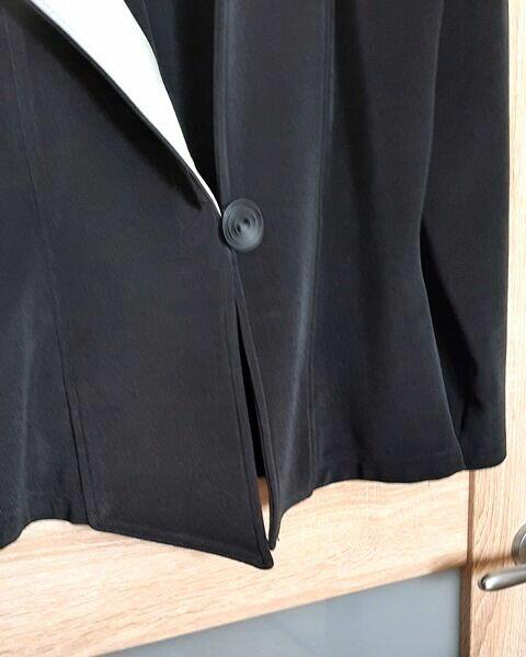 Żakiet marynarka czarna, jednostronna biała klapa