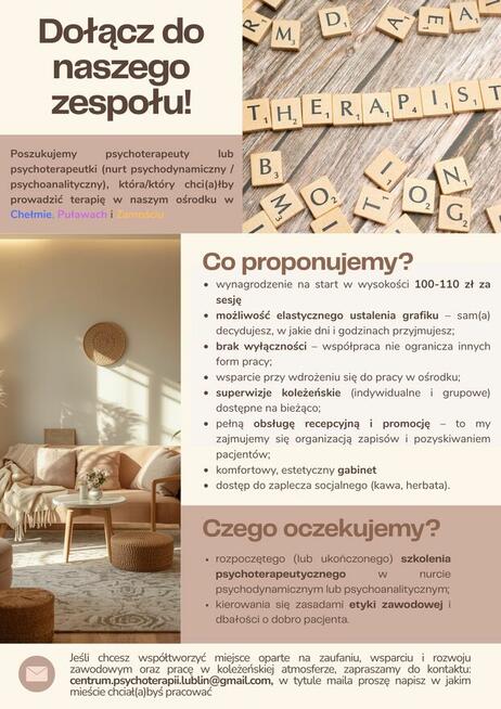 zapraszam do współpracy - psychoterapia