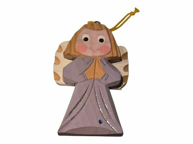 Aniołek drewniany ręcznie rzeźbiony i malowany