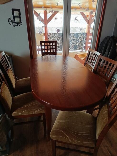 Stół rozkładany drewniany 8 krzeseł + 1 krzesło gratis