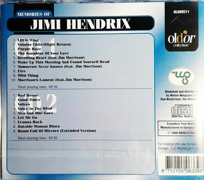 Znakomity Album 2X CD JIMI HENDRIX - Memories Jimi Hendrix