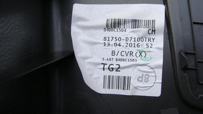 hyundai tucson plastyki wewnętrzne pokrywy bagażnika