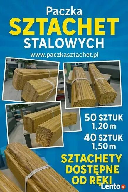 PACZKA SZTACHET stalowych ZŁOTY DĄB 1.50m i 1.20m na ogrodze