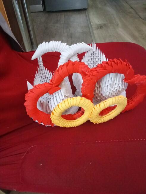 Zakochane łabędzie origami modułowe