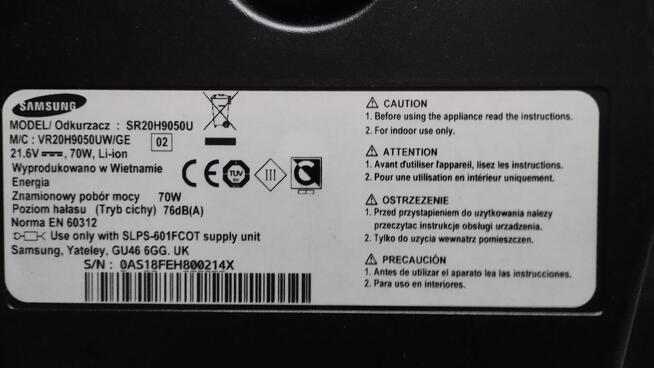 Sprzedam odkurzacz samobieżny Samsung Cyclone Force SR20H905