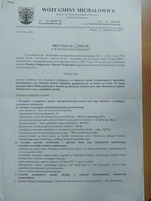 SPRZEDAM DZIALKĘ 3300m2BUDOWLANĄ GM MICHALOWICE B.LADNĄ