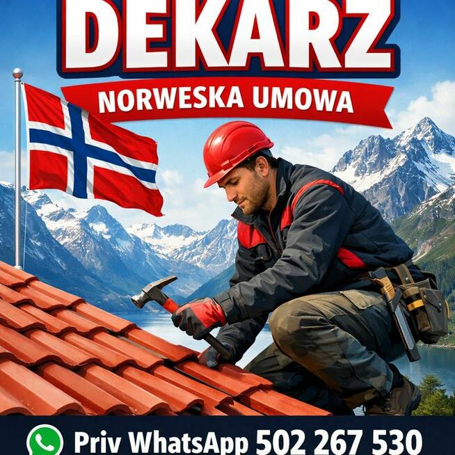 Dekarz (m/k),praca Norwegia, zagr umowa, od zaraz