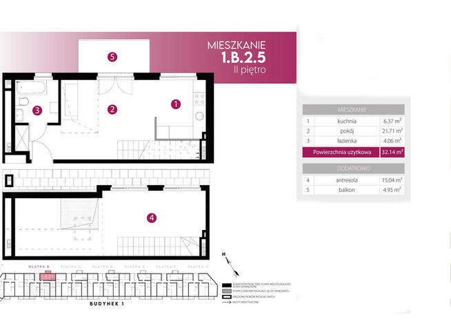 Piękne mieszkanie dwupoziomowe 2 pokojowe z balkonem w zielonej i spokojnej okol