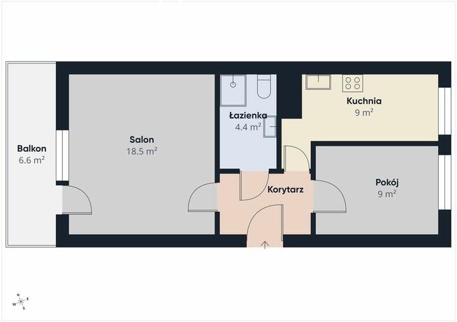 Przestronne 2-pokojowe mieszkanie w samym centrum.