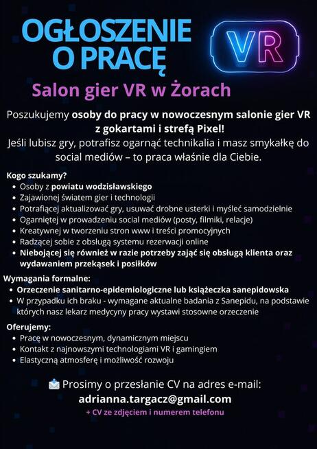 Umowa o pracę-salon gier w Żorach- tylko z powiatu wodzisław